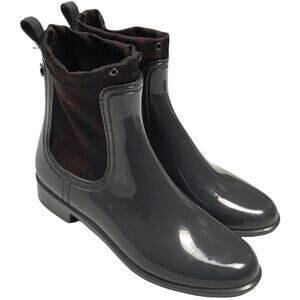 Igor Chelsea Rain Boots Gray Brown Round Toe Block Heel Pull Tab Ankle Women's 9